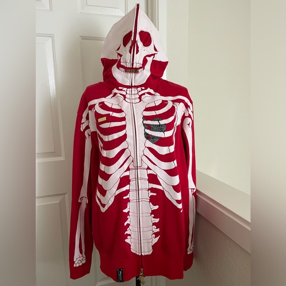 **LRG DEAD SERIOUS SKELETON** ZIP Up HOODIE “Rare Find